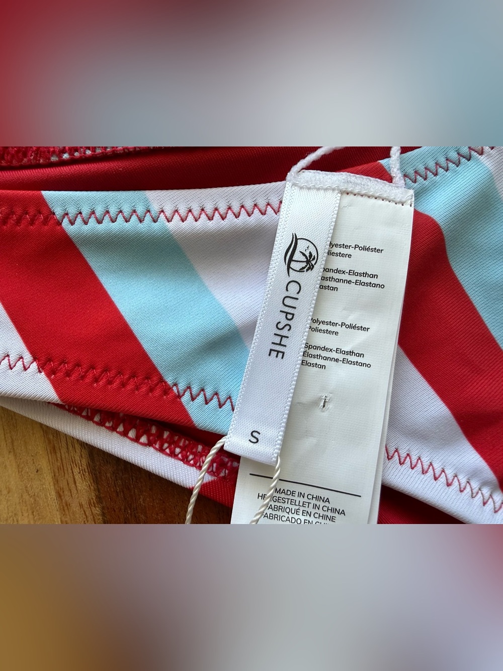 CUPSHE Red and White Stripe Bikini Bottom - CUPSHE Women Swim Size S - Picture 2 of 3